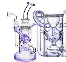 Build purple Bongs Thick Heady Dab Rigs Hookahs Glass Water Pipes Smoke For Tobacco Stereo Matrix Perc 12.6Inch Tall With 14MM Joint