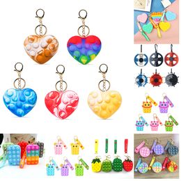 Silicone Bubble Toys Keychains Storage Small Objects Change Pendants Finger Press Toys