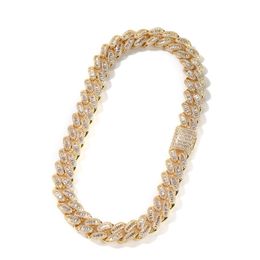 Width 14mm 16-20inch Gold Plated Bling CZ Stone Cuban Chain Necklace for Men Women Hip Hop Punk Jewellery Necklace Chains