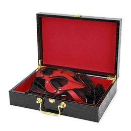 Nxy Sm Bondage Black Wolf Red Upscale Leather Retirement Cosplay Set Sm Handcuffs Gag Swing Table Clamps Adult Toys 1216