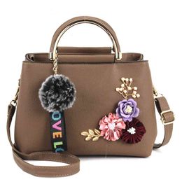 HBP Non- Solid color fashion three-dimensional embroidery flower iron handle portable Pu women's bag Korean trend classic 5 sport. BA6J NZT4