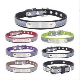 Adjustable reflect light Dog collar Soft leather Pin Buckle Collars Neck pet dogs supplies small to large will and sandy drop