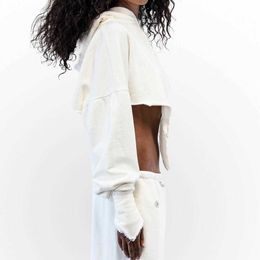 Hoodies For Teen Girls 2020 New Autumn Hooded Long Sleeve Zipper Asymmetrical White Streetwear Fashion Outwears Hoodies Tops Hot Y0820