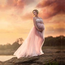 2020 Maternity Tulle Dresses For Photo Shoot Pregnancy Tulle Dress Photo Shoot Robe Maxi Gown Maternity Prom Dresses Vestidos X0902