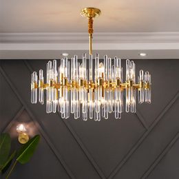 Lampadario di cristallo per soggiorno di lusso in ottone nordico, illuminazione moderna e semplice per ristorante