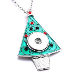 Christmas Tree Shape Snap Button Pendant Necklace Fit 18mm Snaps Buttons Jewellery Snaps Necklaces for Women Mom Gift