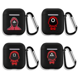 Protective cover case For 2nd 3rd generation of airpods and pro Korean game cartoon black frosted headset X1013C