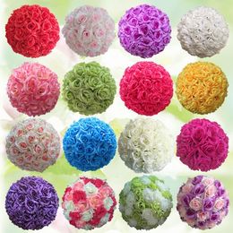 Artificial Flower Ball 30CM Silk Rose Head for Holiday Decor Wedding Reception Centrepiece Home Patio Pergola Garden Kissing