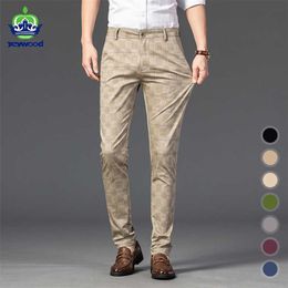 7 Colour Classic Men's Plaid Casual Pants Luxury Spring Summer Fashion Business Cotton Stretch Straight Trousers Male 211112