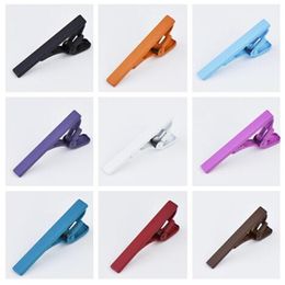 200pcs/lot Classic Colorful 4cm Pin Skinny Glossy Bar Clasp Slim Tie Clip Wedding Party Gift Men Jewelry Accessory