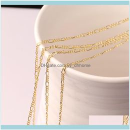 Necklaces & Pendants Jewelry5Pcs Wholesale Fashion Gold Color And Sier 2Mm Wide Heavy Figaro Necklace Women Chains Mens Drop Delivery 2021 C