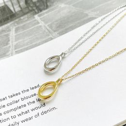Sterling Silver Necklace Hollow Pendant For Women Elegant 18k Gold Empty Water Drop Fine Jewellery Chains