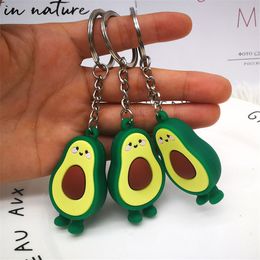 Simulation Fruit Heart chain 3D Soft Silicone Avocado Chains Girls Purse School Bag Charms Jewellery Key Ring