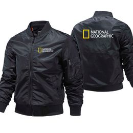 National Geographic Bomber Jacket Men Casual Windbreaker Zipper Jacket Men Pilot Air Thick Pilot Jacket Fashion Motorcycle Coat 211009