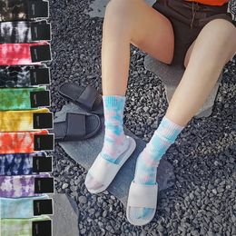 Tie Dye Crew Printing Socks Sockings Street-style Printed Cotton Long Sport For Men Women High Sock