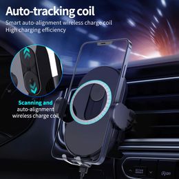 Wireless Chargers Phone Mount Car Holder Magnetic Infrared Sensor 15W Fast Charging Universal Air Vent Smartphone Stand Cellphone Bracket For iPhone 12