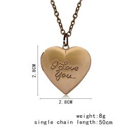 love picture frames UK - I Love You Carving Photo Frames Locket Necklaces Heart Pendant Necklace Jewelry For Women Girlfriend Valentine&#39s Day Gift