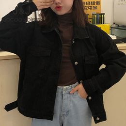 Jocoo Jolee Korean Harajuku Loose Jackets Vintage Jean Coat Women Black Denim Jeckets Casual Wild BF Style Coat Outwear 210518