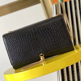 Bestselling female Designer shoulder bag Alligator Crossbody Handbags Plain Thread Sequined Letter Hasp Flap Casual Pocket Luxurys Chain owhide Handbag MM Black