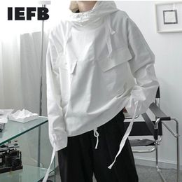 IEFB /men's wear spring men's pullover hoodie jacket niche design loose large size double pockets tops for male 9Y4056 210524