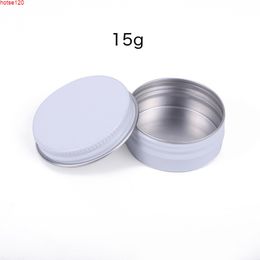 15g White Aluminium Round Jars Refillable Small Handcream Cosmetic Lip Balm Batom Soap Spice Candy Packaging Box Pot 50pcsgoods