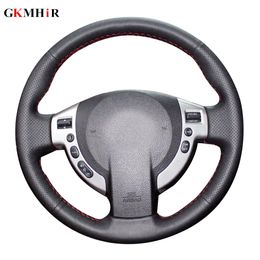 DIY Hand sewing Black Artificial leather Car steering wheel covers for Nissan Qashqai 2007-2013 Rogue 2008-2013 X-Trail