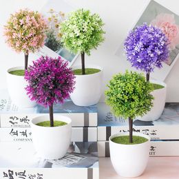 Decorative Flowers & Wreaths Artificial Potted Plant Wedding Party Bonsai Fake Pot Plants Home Garden Balcony Plastic Decor