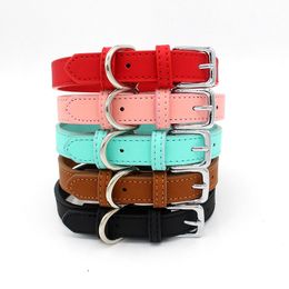 Comfortable skin feel PU leather pet collars small and medium dog cat collar pets supplies