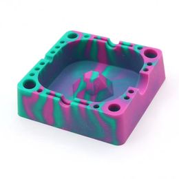 Soft Silicone Ashtray Square Ash Tray Portable decoration gift Anti-scalding Cigarette Holder Home Novelty Crafts Smoking Accessories ashtrays