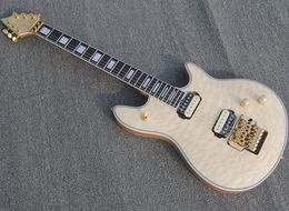 Factory Outlet-6 Strings Natural Wood Colour Electric Guitar with Gold Hardware,Floyd Rose,Rosewood Fretboard,High Cost Performance