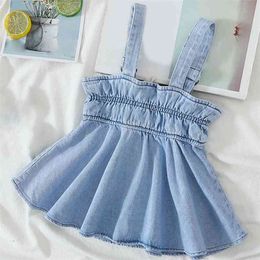 Summer Dress Denim Suspender dress Princess Toddler Clothes for Girls Baby Girl 210528