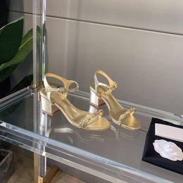 black and gold packaging Canada - quality Summer fashion women's sandal in black gold high heels with pearl design and embellishment packaging