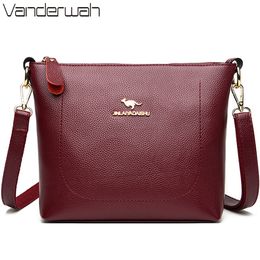 Ladies Small Bucket High Quality Soft Leather Casual Trend Shoulder Crossbody Bags