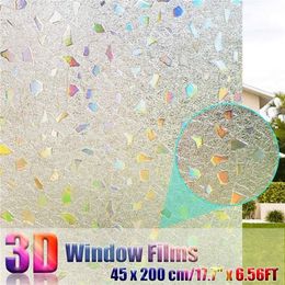 Tinted 3D No Glue Static Window Film Privacy Colourful Stones Films for Stained Glass Self-Adhesive Film Glass Window Sticker 210317