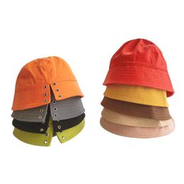 Summer Kids Bucket Hat 9 Colors Cotton Baby Cap Wind Rope Casual Beach Sun For Girls Boys 1-3Y Caps & Hats