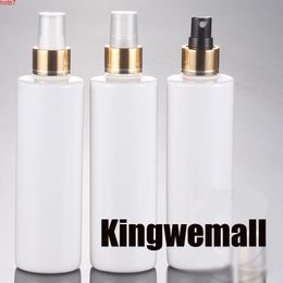 300PCS/LOT-250ML Spray Pump Bottle with gold ring,White Plastic Cosmetic Container,Empty Perfume Sub-bottling With Mist Atomizergood qty