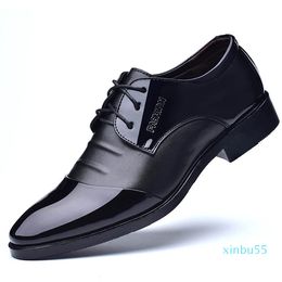 Size 38-48 Business Dress Men Formal Shoes Wedding Pointed Toe Fashion PU Leather Shoes Handsome Flats Oxford Shoes For Men