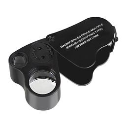 9889 Microscope Jewellery Magnifier 30X 60X Magnifying Glass with LED Light Portable Mini Magnifiers for Circuit Board Black Silver Pocket Loupe