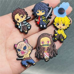 New Arrival 1pcs Cool Anime Characters PVC Shoes Accessories Garden Shoe Decorations Fit Kids Croc Jibz Charm Birthday Gifts
