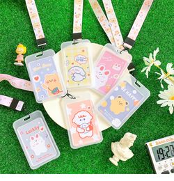 Women Badge ID Card Holder Lanyard Cards Cover Student Cute Unicorn Beautiful Flowers Campus Identity Card Cover Name Bag Neck
