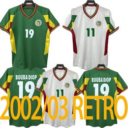 2002 2003 Senegal Retro Soccer Jersey O.DAF DIOP H.CAMARA KH.FADIGA DIOUF national team Uniform 02 03 Classic football shirts