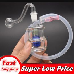 wholesale mini Glass oil burner Bongs Spiral Recycler Dab oil Rigs beaker Water Bong with Banger nail and hose