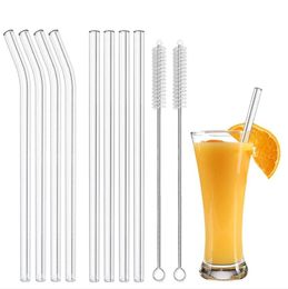 2021 Reusable Transparent Glass Straws Drinking Straw for Milkshakes Drinks Environmentally Friendly Drinkware Straws Set Bar Accessories