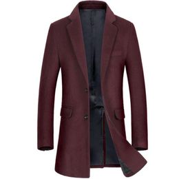 Men's Jackets Winter Trench Coat Men Brand 'S Long Wool Single Breasted Pea Windbreaker Overcoat