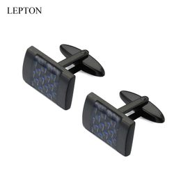 Carbon Fibre Cufflinks for Mens Shirt Cuffs Cufflink Lepton Brand Matte Square Black Colour Stainless steel Cuff links