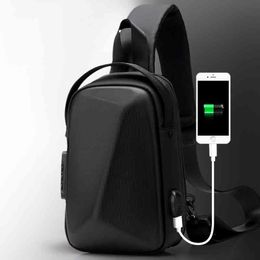 Men Anti-theft Lock Multifunction Shoulder Bags Waterproof USB Charging Sling Crossbody Travel Msenger Cht Bag Pack For Male