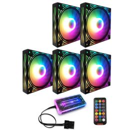 Coolmoon BILLOW 5PCS Colourful Backlight 120mm CPU Cooling Fan Mute PC Heatsink with the Remote Control