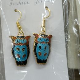 Cute Cloisonne Enamel Owl Charm Earrings High End Eardrop Women Accessories Ear Ornaments Fashion Colorful Copper Dangle Jewelry Gift