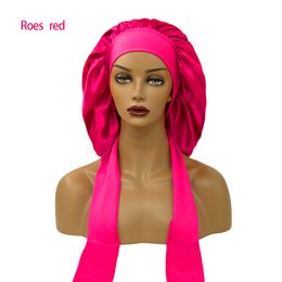 Satin Ribbon Shower Hat Wide-brimmed Long Tail Extra-large Shower Cap 1221757