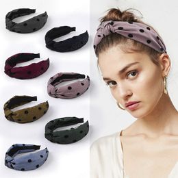 Fashion Women Girls Sweet Headband Hairband Fabric Lace Yarn Dot Cross Knotted Wide Side Hair Accessories Headwear Hot